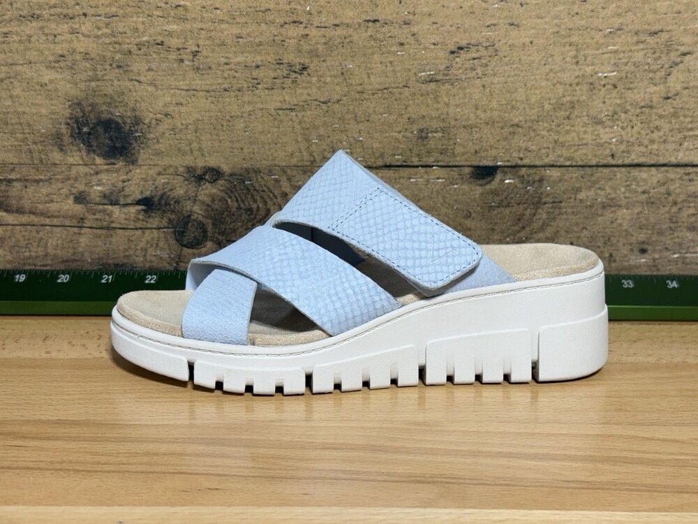 🔥Vionic Women's Uptown Sonoma Slingback Chunky Platform Wedge Sandal, 6 🔥 Blue